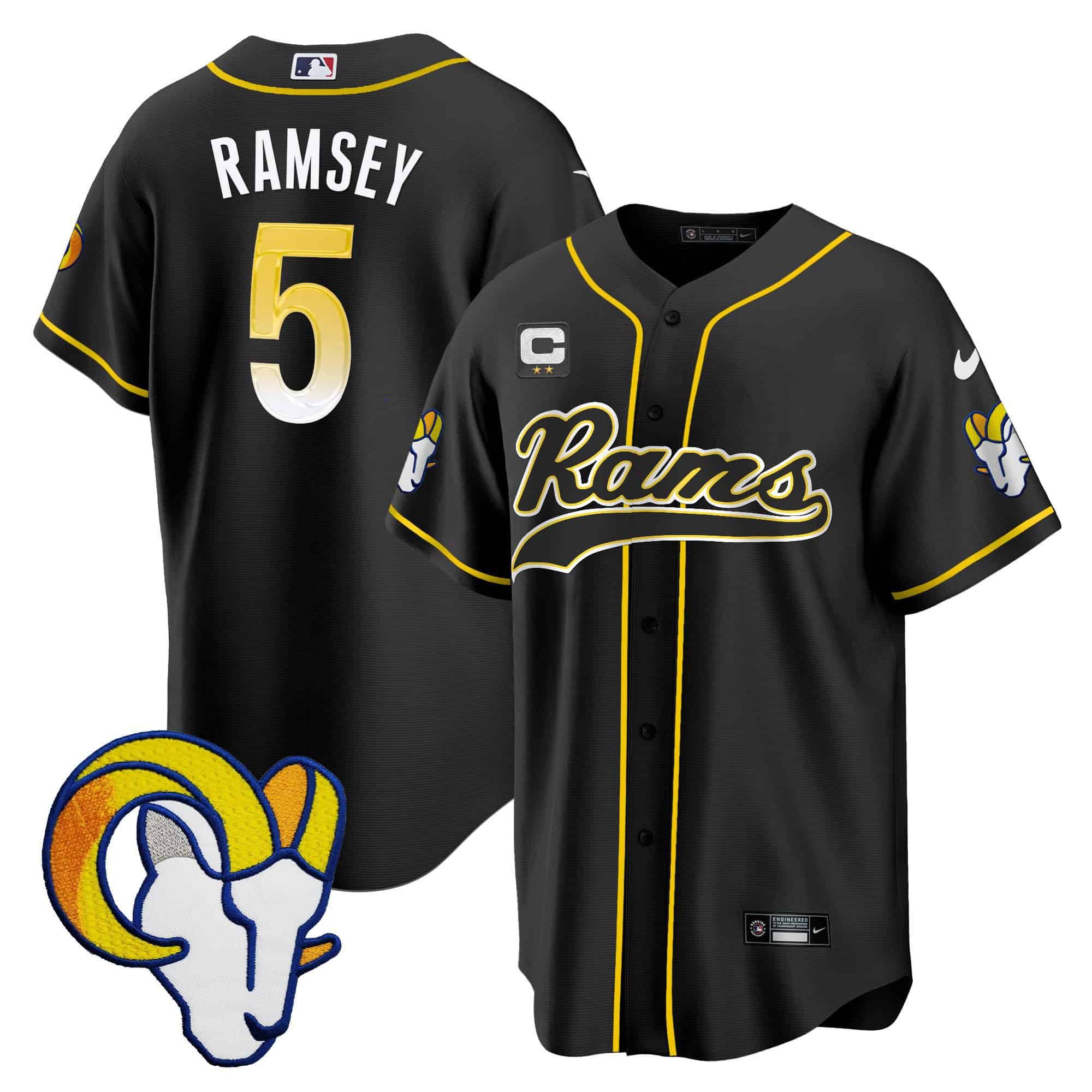 Men Los Angeles Rams #5 Ramsey Black 2024 Nike Baseball NFL Jersey style 1->customized nfl jersey->Custom Jersey